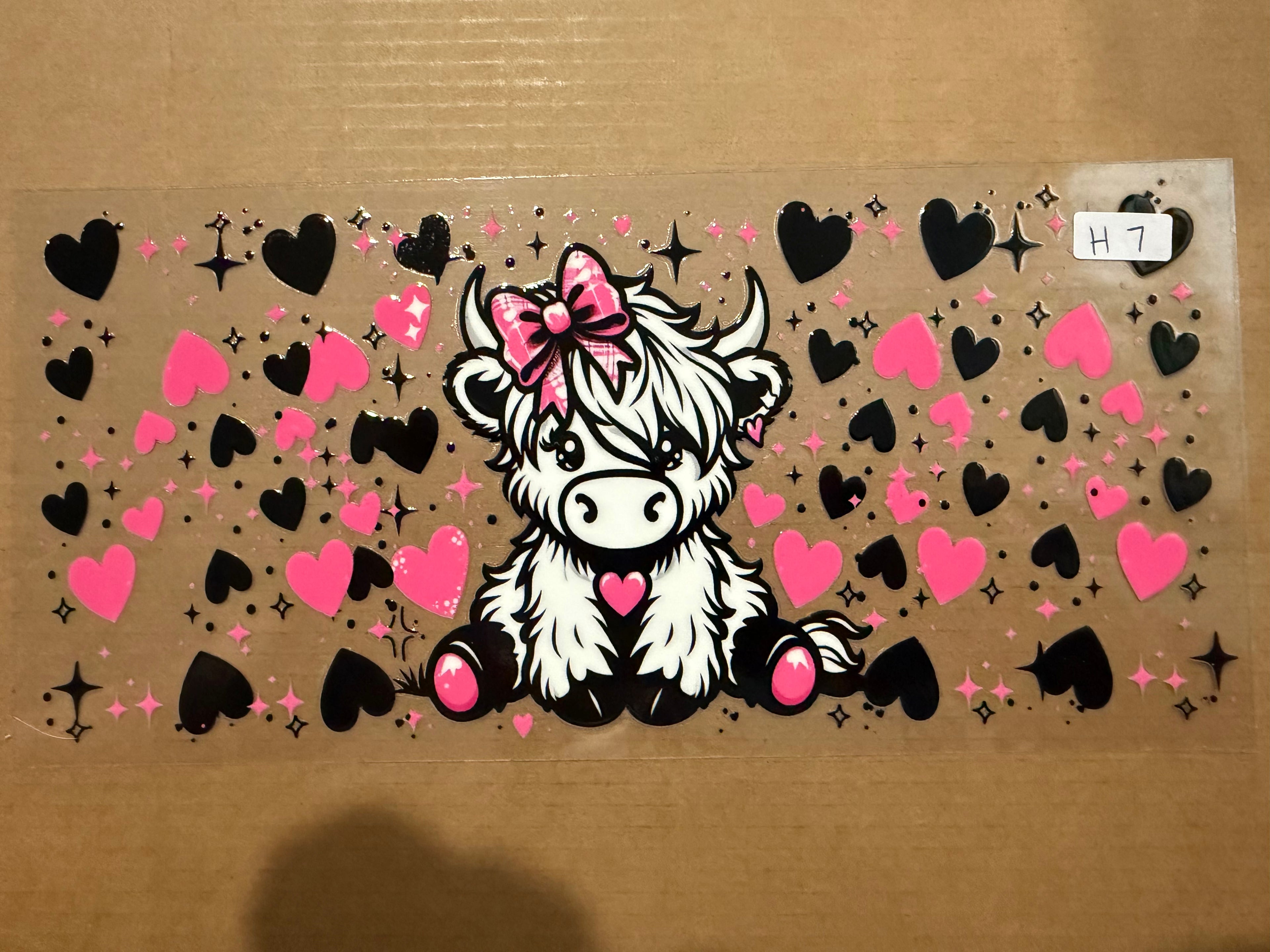 Black and Pink Heart Cow